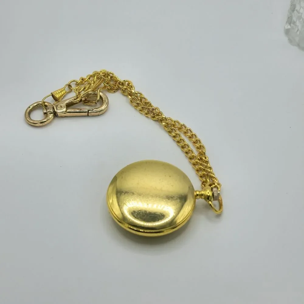 Vintage Gold horses pocket watch with chain